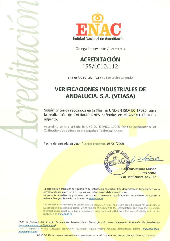 ENAC, Acreditación 155/LC10.112