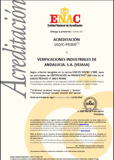 ENAC, Acreditación 160/C-PR366
