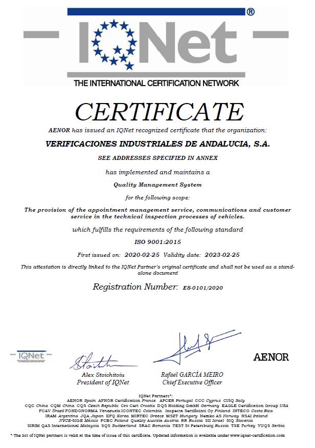 Certificado IQNet 9001