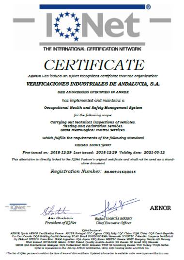 Certificado IQNet Seguridad y Salud